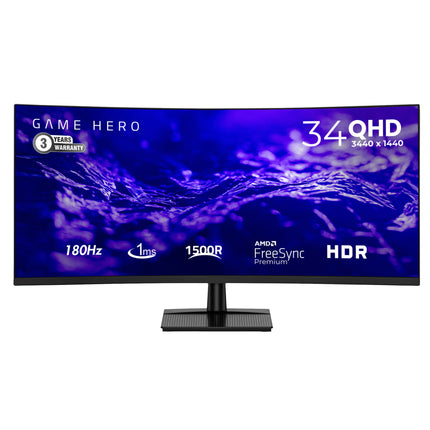 Game Hero 34 inch  QHD - Curved Monitor 180Hz