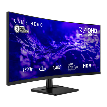 Game Hero 34 inch  QHD - Curved Monitor 180Hz