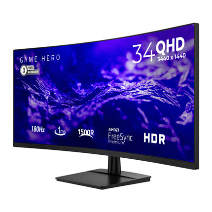 Game Hero 34 inch  QHD - Curved Monitor 180Hz