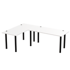 L vormig wit Gaming bureau van Game Hero met LED lichten, USB-poorten. Gemaakt van hoogwaardig MDF hout en aluminum tafelpoten.