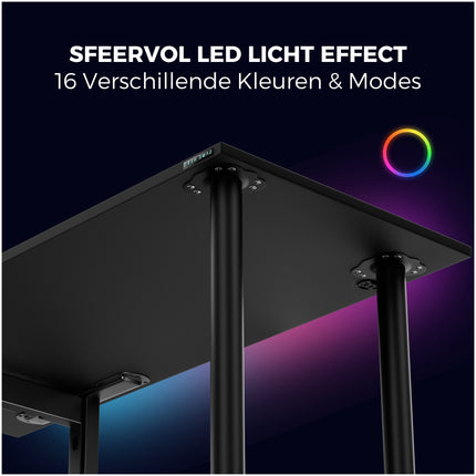 Saint V2 Pro Hoekbureau Gaming Rechts - Gaming Bureau Met LED Verlichting - USB Hub - 197 x 132 cm - Zwart